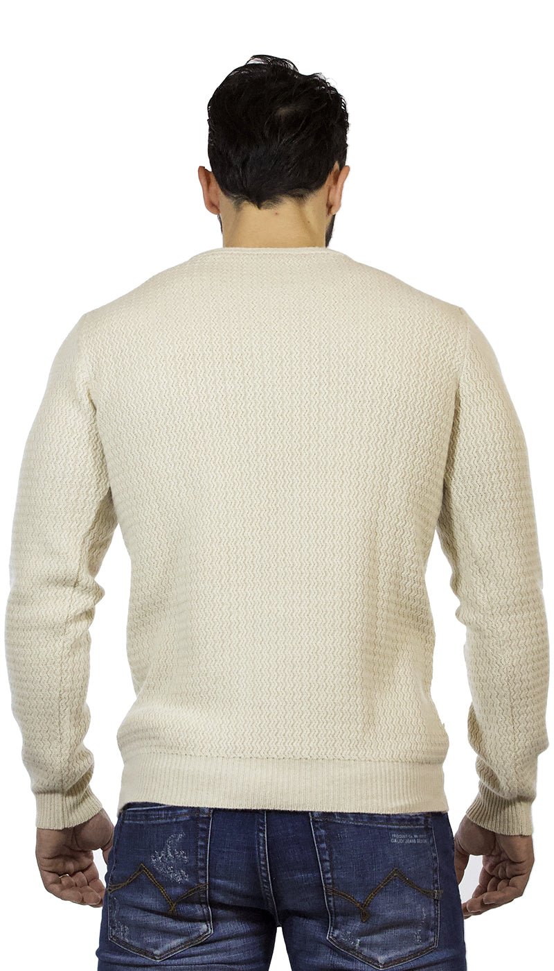 Seventy Maglia uomo girocollo in lana e cashmere lavorata color crema Maglie e cardigan uomo - Boutique Luisa Trendy
