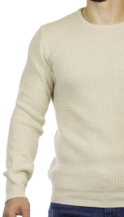 Seventy Maglia uomo girocollo in lana e cashmere lavorata color crema Maglie e cardigan uomo - Boutique Luisa Trendy