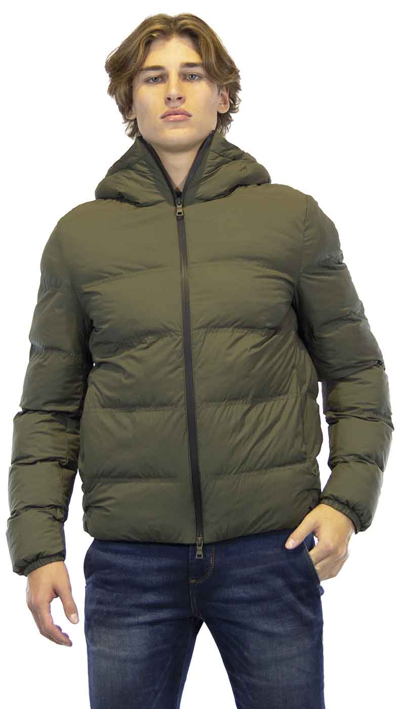 Seventy Piumino uomo verde con cappuccio e imbottitura Sustans