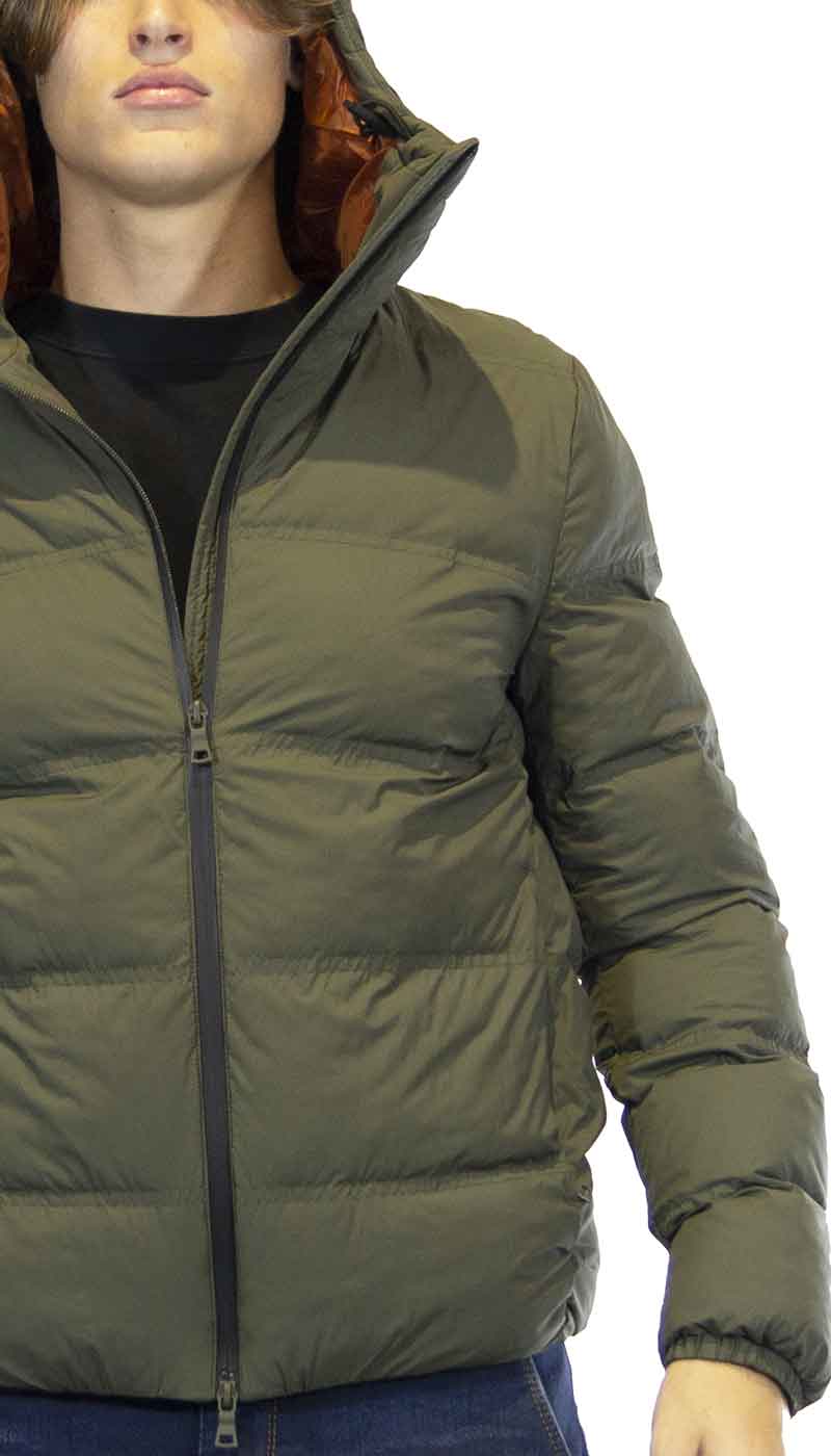 Seventy Piumino uomo verde con cappuccio e imbottitura