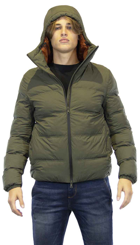 Seventy Piumino uomo verde con cappuccio e imbottitura Sustans