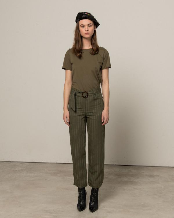 Silvian Heach Pantalone gessato verde militare