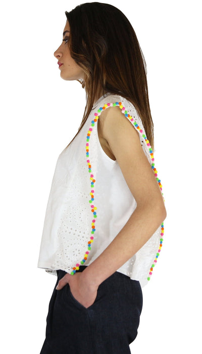 Twinset Milano T-shirt boxy con pompon multicolor T-Shirt e top - Boutique Luisa Trendy
