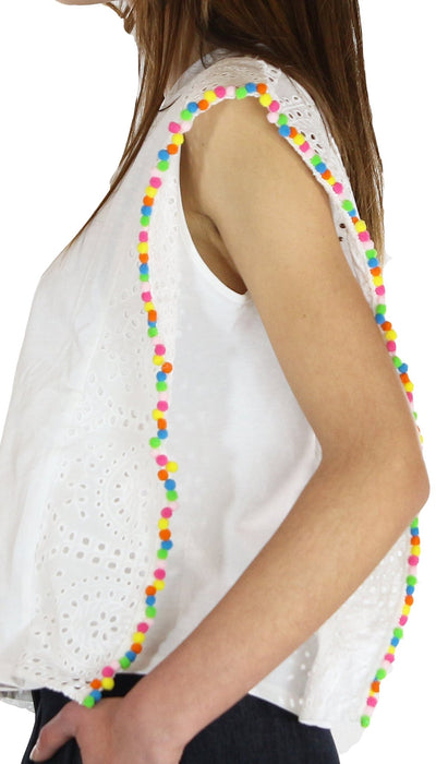Twinset Milano T-shirt boxy con pompon multicolor T-Shirt e top - Boutique Luisa Trendy