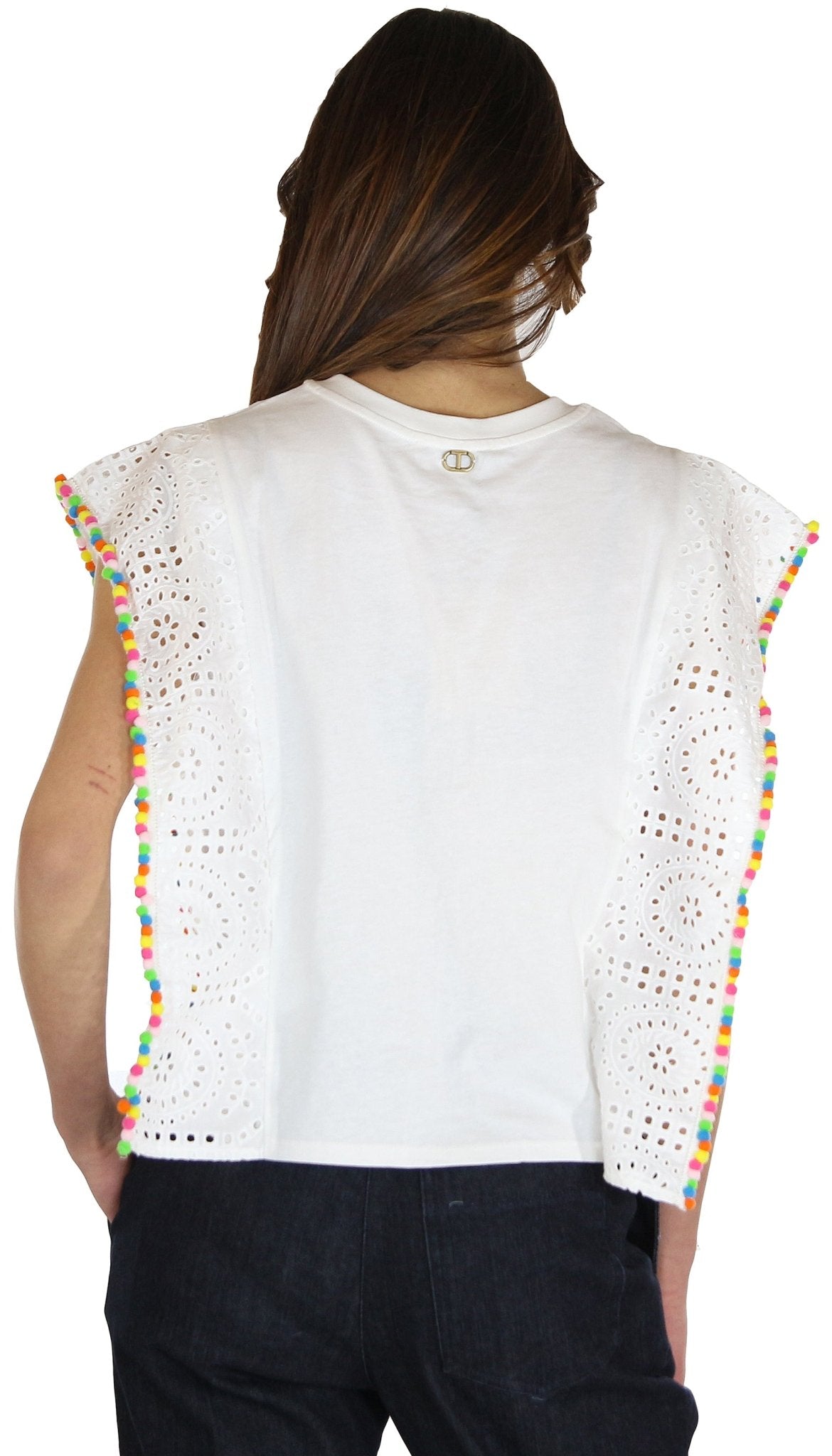 Twinset Milano T-shirt boxy con pompon multicolor T-Shirt e top - Boutique Luisa Trendy